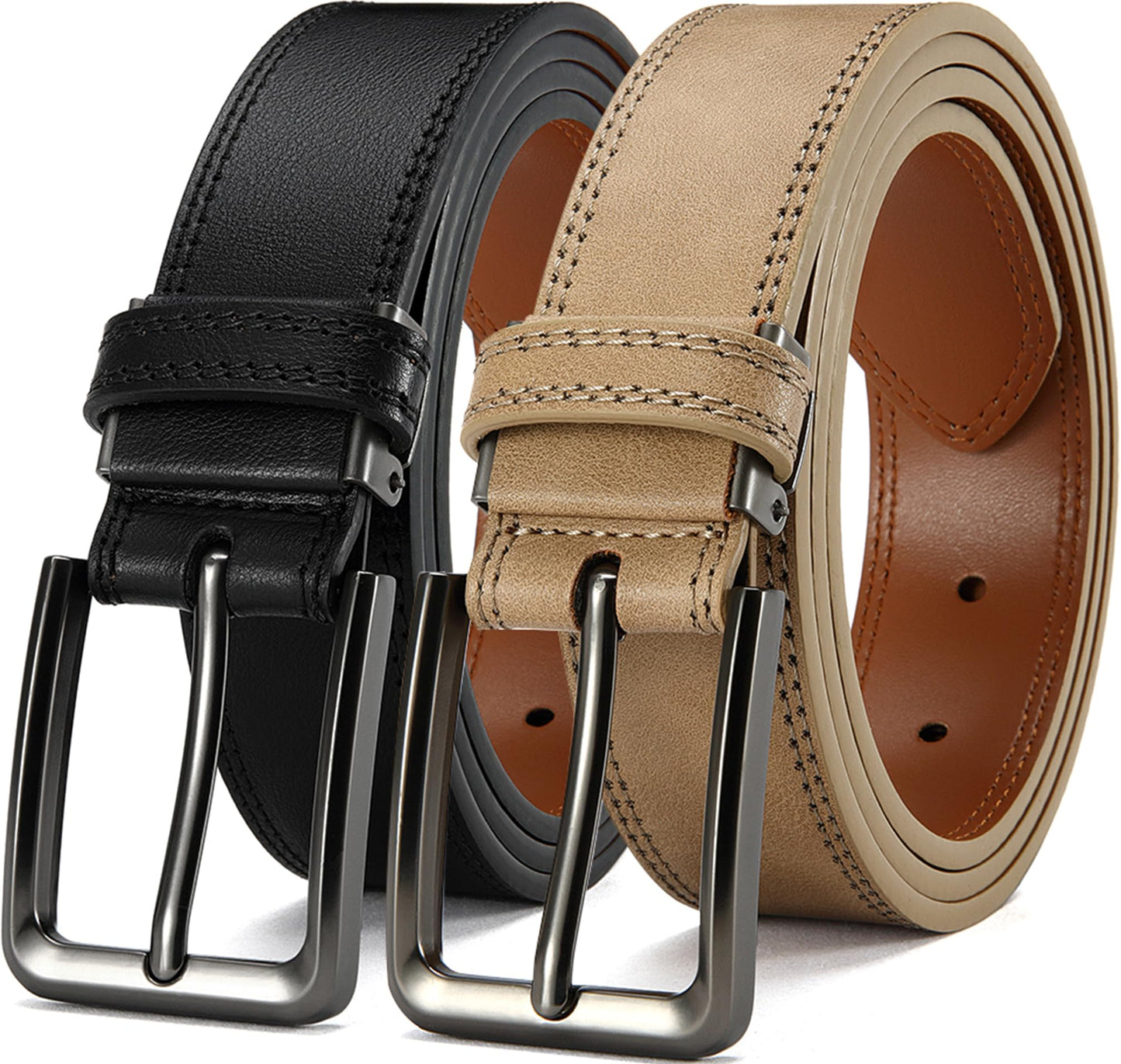 DOOPAI Men's Leather Belt - 1 3/8" Genuine Cowhide Dress Belt for Work, with Quick-Size Adjuster Golf & Casual