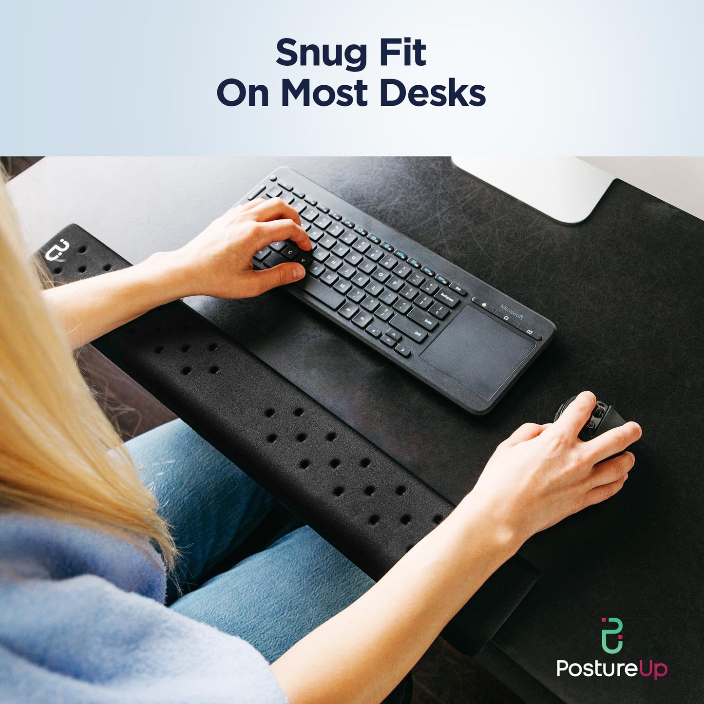 EdgeRest Mini PostureUp L-Shaped Desk Long Wrist Rest Elbow, Forearm & Wrist Comfort Support for Table or Desk Edge, Non-Slip, Memory Foam Padding, Ergonomic Design for Work, Universal Fit, Black