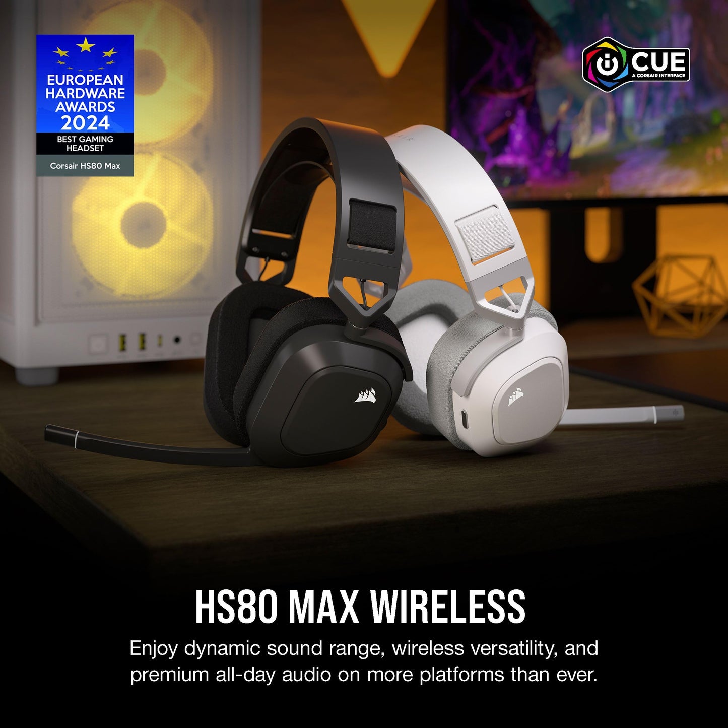 Corsair HS80 MAX Wireless Multiplatform Gaming Headset with Bluetooth – Dolby Atmos – Broadcast Quality Microphone – iCUE Compatible – PC, Mac, PS5, PS4, Mobile – Steel Gray