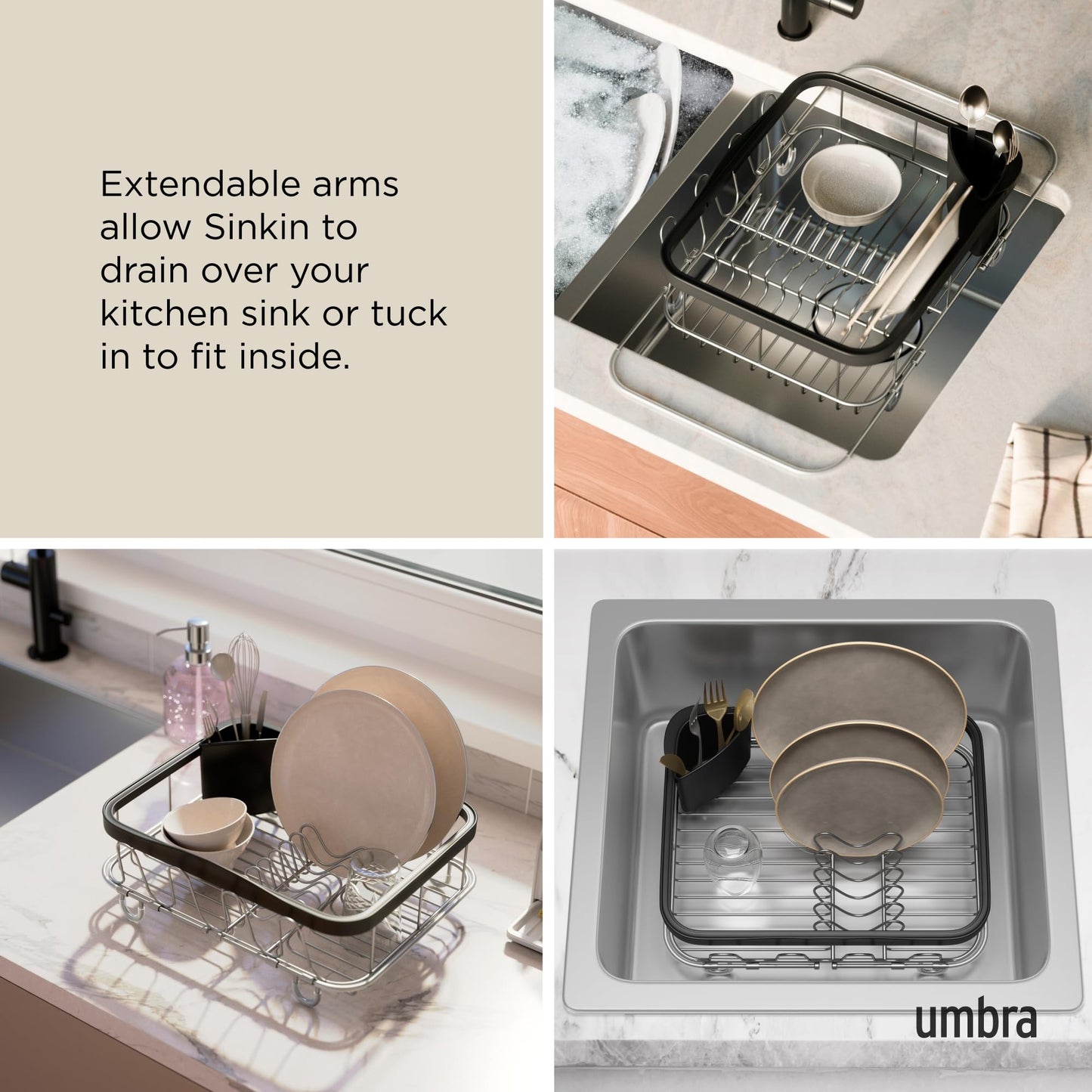 Umbra 1004292-047 Sink Dish Rack, Black Large