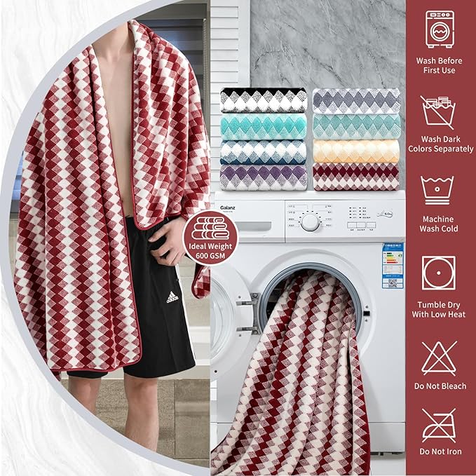 4 Piece Bath Towel Set Oversized Bath Sheet 35"x70" Bathroom Towel Extra Large