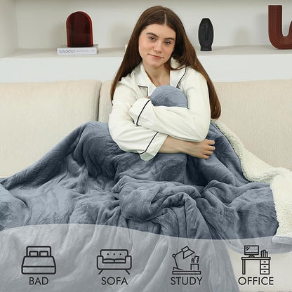 Heated Throw Blanket, Electric Blanket Throw with 5 Heating Levels & 4 Hours Auto Off, Super Soft Flannel Sherpa Fast Heating Blanket with ETL Certified for Bedding, 50"x60", Gray
