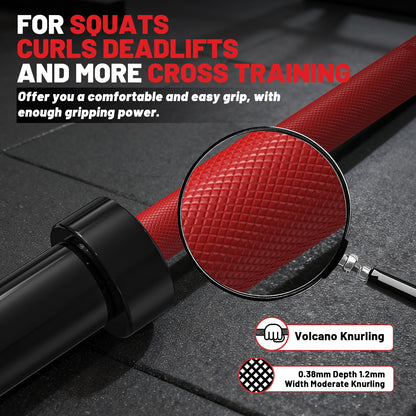 25mm 35lb Womens Olympic Barbell 6.5FT Olympic Barbell 2inch 1000lb Capacity Olympic Bar with Moderate Knurling For Squats Curls Deadlifts Weightlifting Red