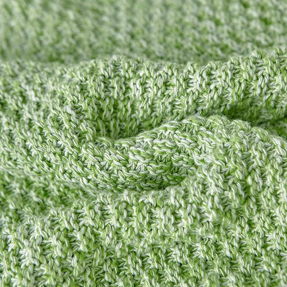 Longhui bedding Green Knitted Throw Blanket for Couch, Soft, Cozy Machine Washable 100% Cotton Sofa Knit Blankets, Heavy 4.0lb Weight, 60 x 80 Inches, Grass Green