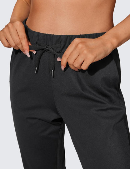 CRZ YOGA 4-Way Stretch Workout Joggers for Women 28" Casual Travel Lounge Athletic Pants with Pockets Black Medium