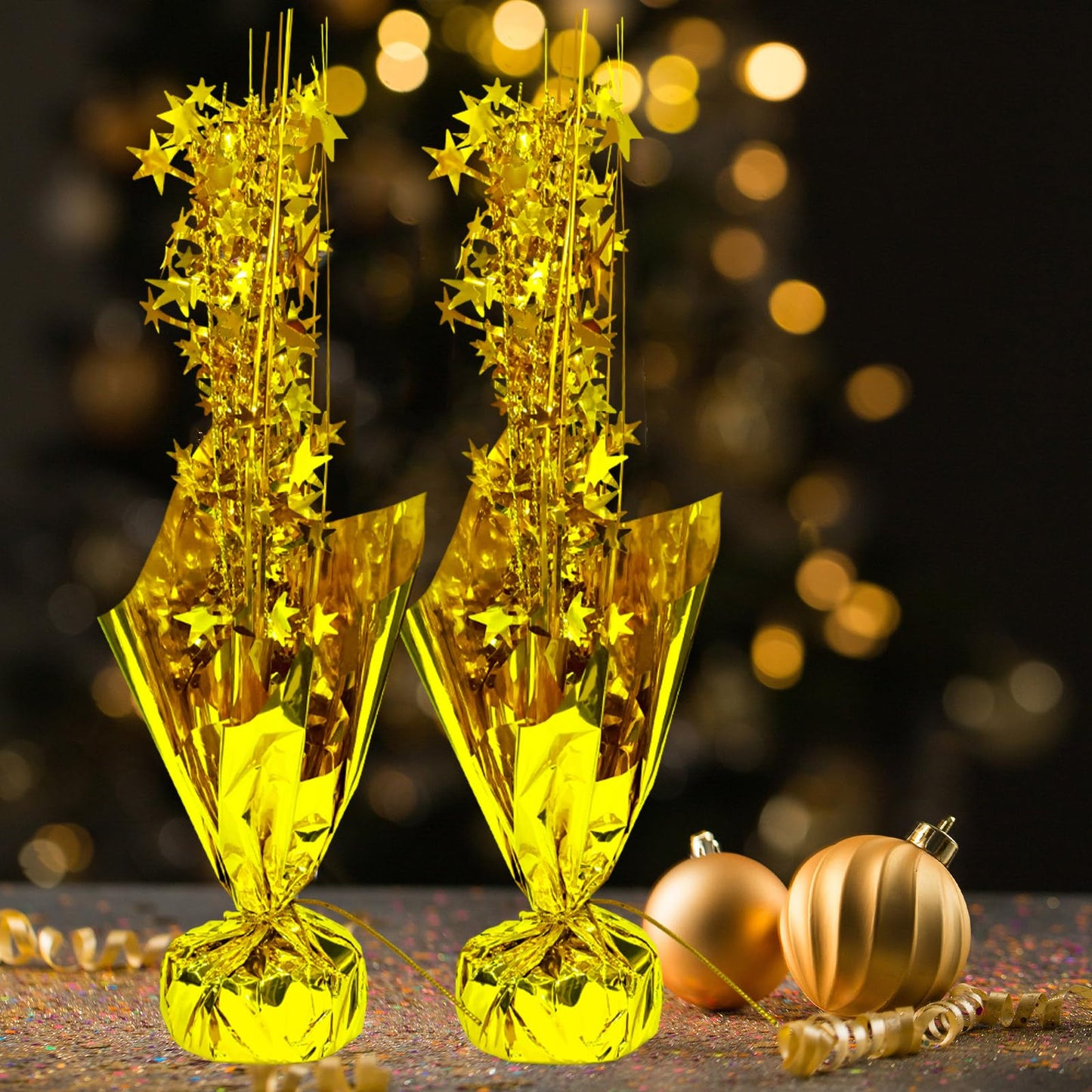 6 Pcs Gold Table Decorations Metallic Foil Spray Centerpiece Star Table for Party Birthday Wedding Anniversary Graduation Holiday Supplies Decor New Years