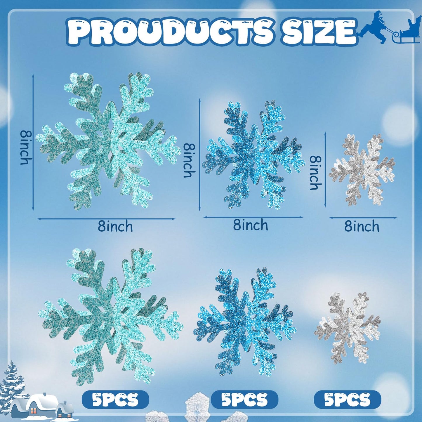 AmazingSpark 45 Pcs Winter Paper Snowflake Table Decorations 3 Sizes 3D Snowflake Tabletop Centerpiece Signs Blue Silver Table Decor for Christmas Winter Wonderland Home Party Holiday Decor Supplies