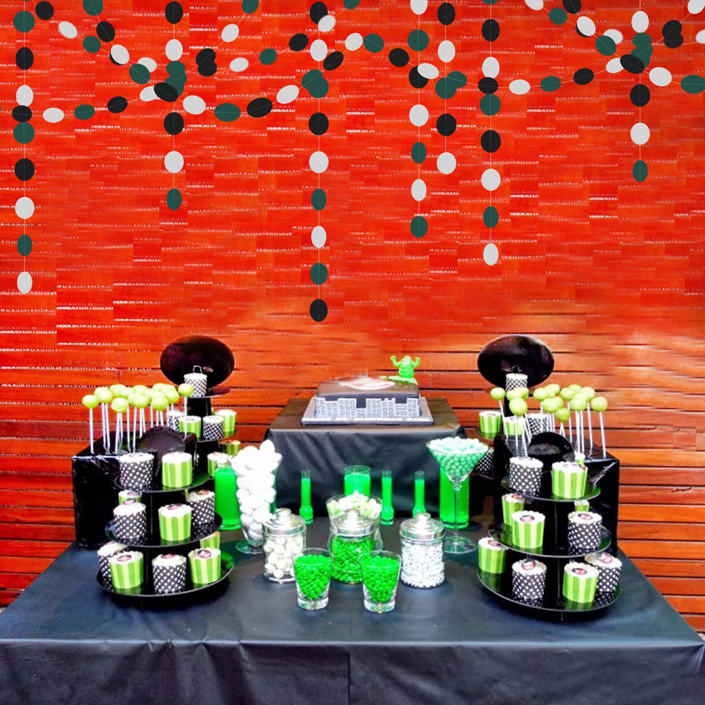Black-Green Silver Party-Decorations Garland Streamers - 52Ft Graduation 2025 Hanging Paper Banner, Soccer Party Supplies Men Boys Birthday Spring Summer Jungle Theme Decor Backdrop Bunting Panduola
