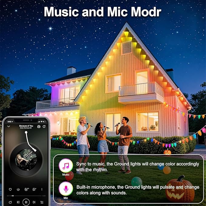 300Ft Permanent Outdoor Lights for House Waterproof, IP67 LED Eave Lights with App/Remote Control, Outdoor Permanent led Lighting for House Roof Decor,Christmas,Party,All Holiday and Daily