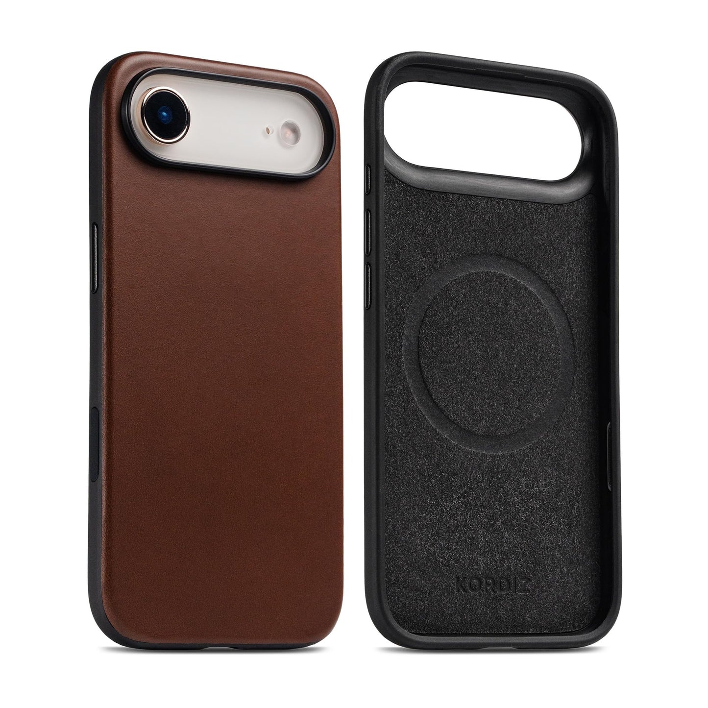 KORDIZ Impact Leather Case for iPhone 17 Air – Full-Grain Leather MagSafe Case with Camera Control Button – 360° Shockproof Bumper – Rugged Patina-Ready Protection – Slim Grip Cover (Dark Brown)