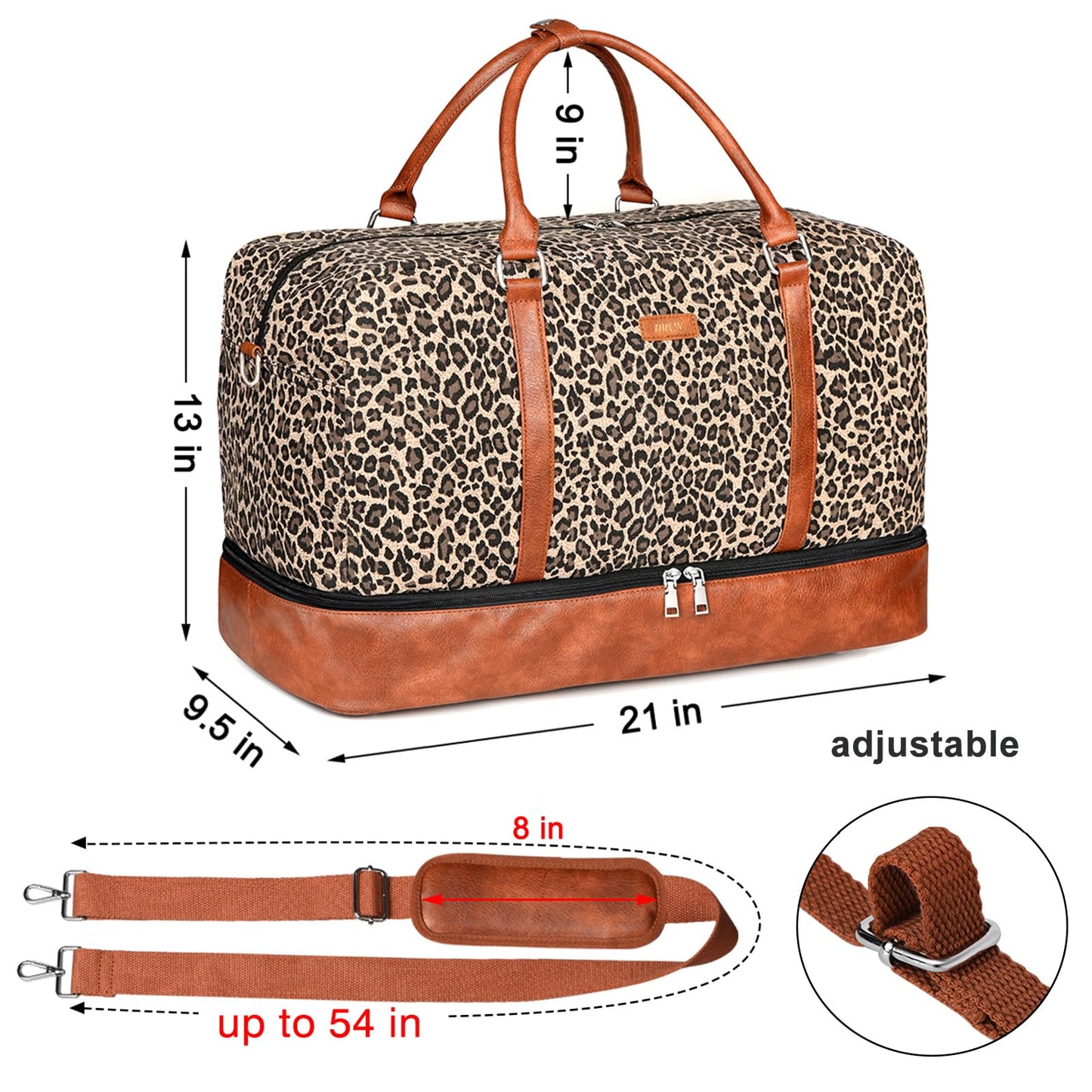 IBFUN Weekender Bags for Women, 21" Weekender Travel Bag, Travel Duffle Bag with Shoe Compartment Carry on Overnight Duffel Bag for Weekend Travel Business Trip