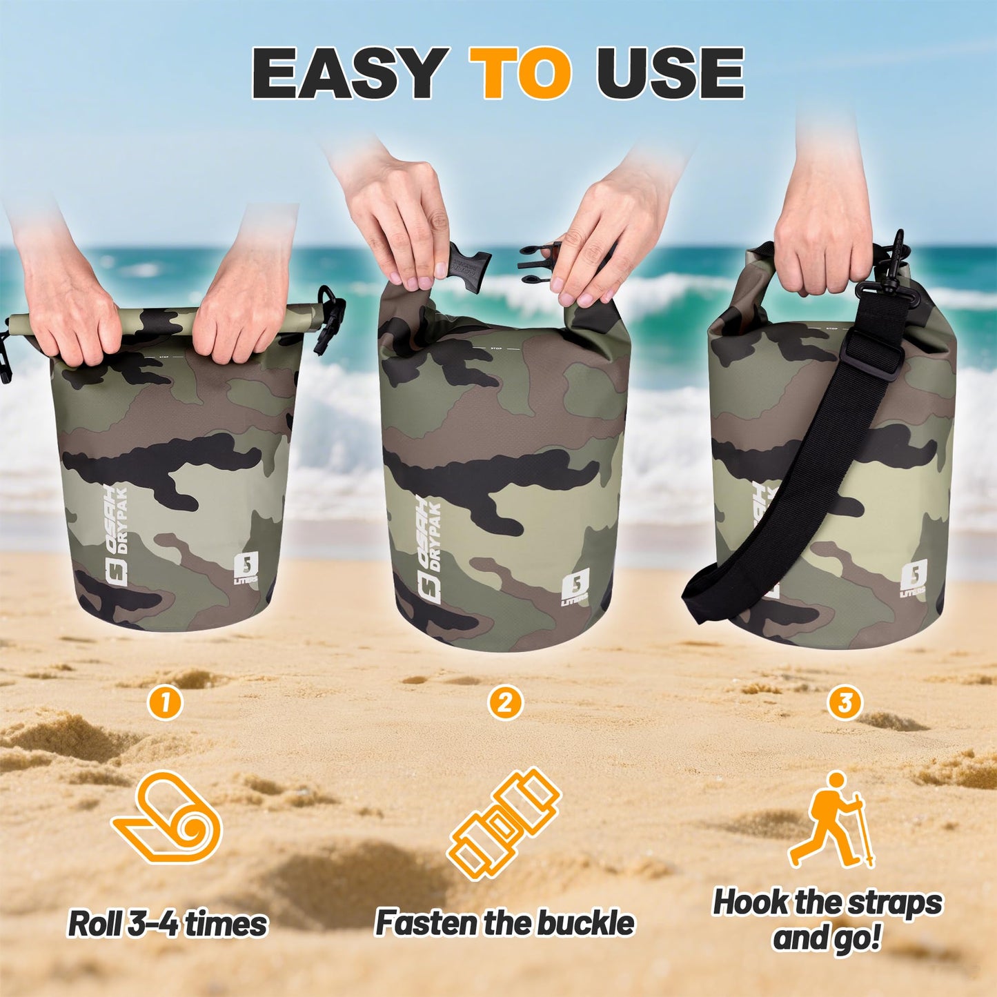 Waterproof Dry Bag, 5L/10L/20L/30L/40L Roll Top Lightweight Storage Backpack with Phone Case for Women & Men, Floating Waterproof Sack for Travel, Swimming, Kayaking, Paddle Board, Camping & Beach