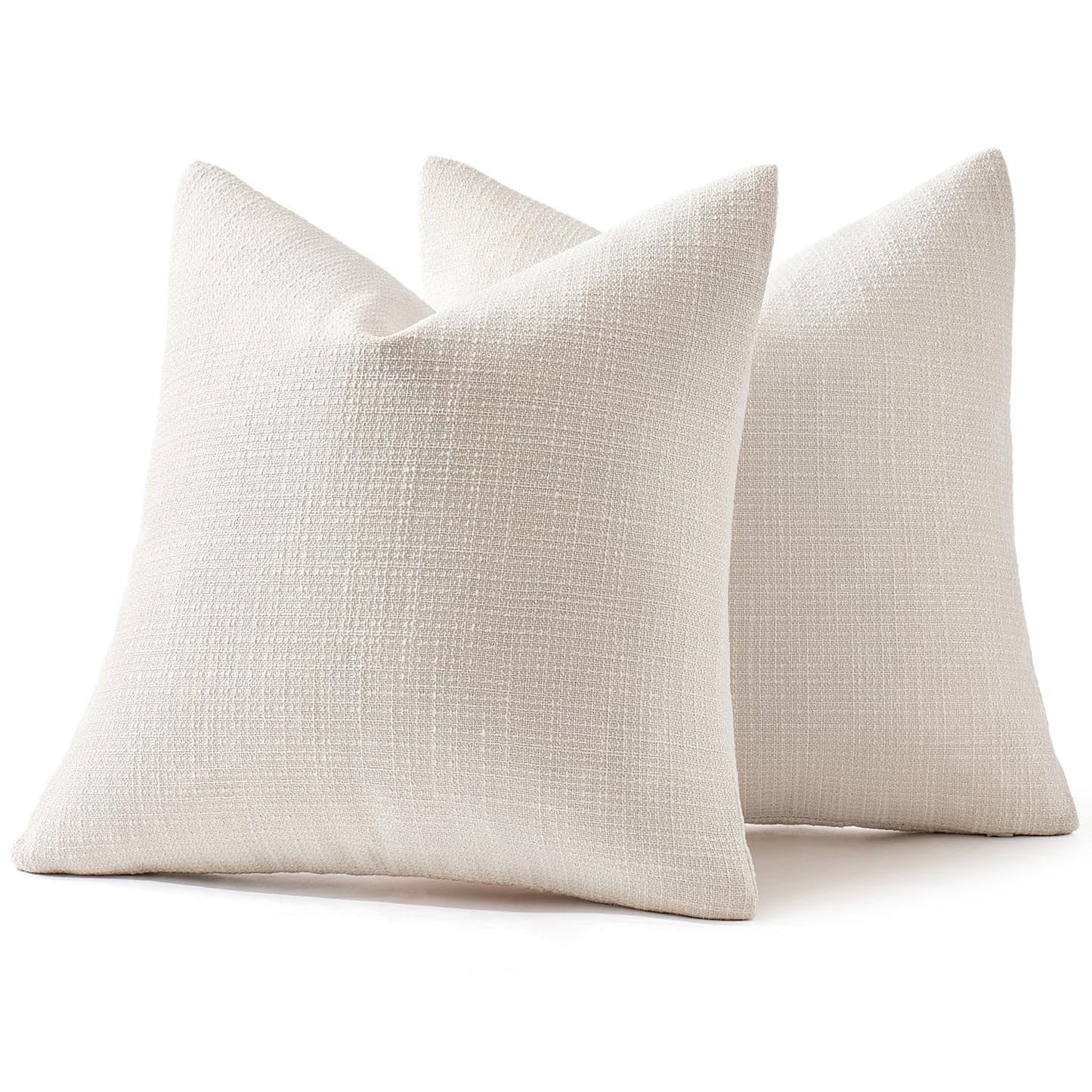 MIULEE Burlap Linen Throw Pillow Covers 18x18 Inch Set of 2 Cream White Christmas Decorative Pillows Modern Farmhouse Soft Accent Cushion Covers for Couch Sofa Bedroom Livingroom Home Decor