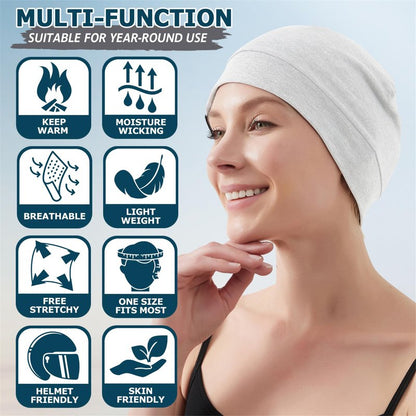 Headshion Cotton Skull Caps for Men Women,4-Pack Lightweight Beanie Sleep Caps Chemo Headwear 4 Grey
