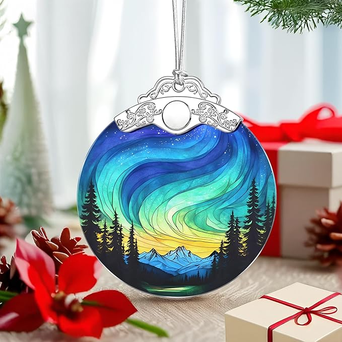Aurora Borealis Ornament – Christmas Decoration & Christmas Ornament; Stained Glass Holiday Decoration (Holiday Present, Bauble Present, Gift Idea, Gift Exchange) | Heirloom Keepsakes