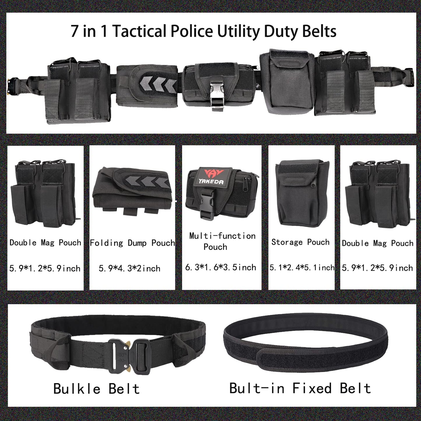 YAKEDA Tactical Battle Belts for Men- Quick Release Trigger Airsoft Belt Heavy Duty Belts with Pouches 7 PCS (Tan)