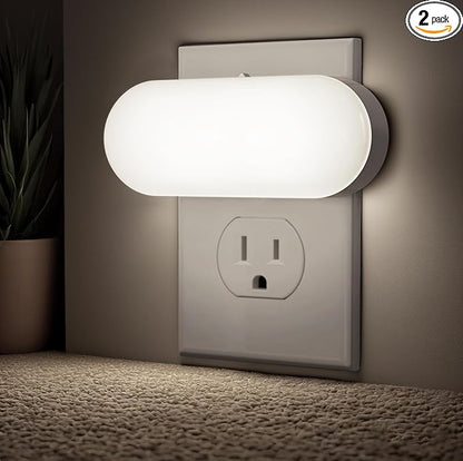 Briignite Plug in Night Light with Dusk to Dawn Sensor Night Lights Plug into Wall, Night Lights 2Pack, Adjustable Brightness, Daylight White Night Light for Kids 1W for Bedroom, Bathroom Stair