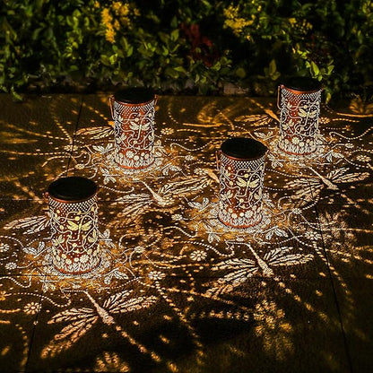 Dragonfly Solar Lanterns Outdoor Waterproof Hanging Solar Lights Dragonfly Gifts for Women Men Metal Decorative LED Lanterns for Yard, Patio, Lawn, Tabletop, Pathway, Landscape, Garden Decor