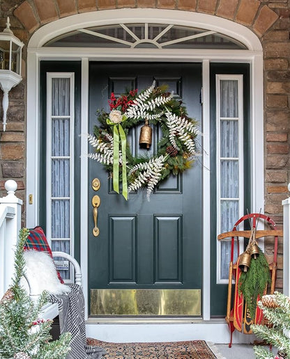 DILATATA 6Pcs Christmas Glitter Leaves Boston Fern Leaves 25" Artificial White Fern Leaf Picks Sprays Giltter Stems for Christmas Tree DIY Xmas Wreath Garland Home Decor - White