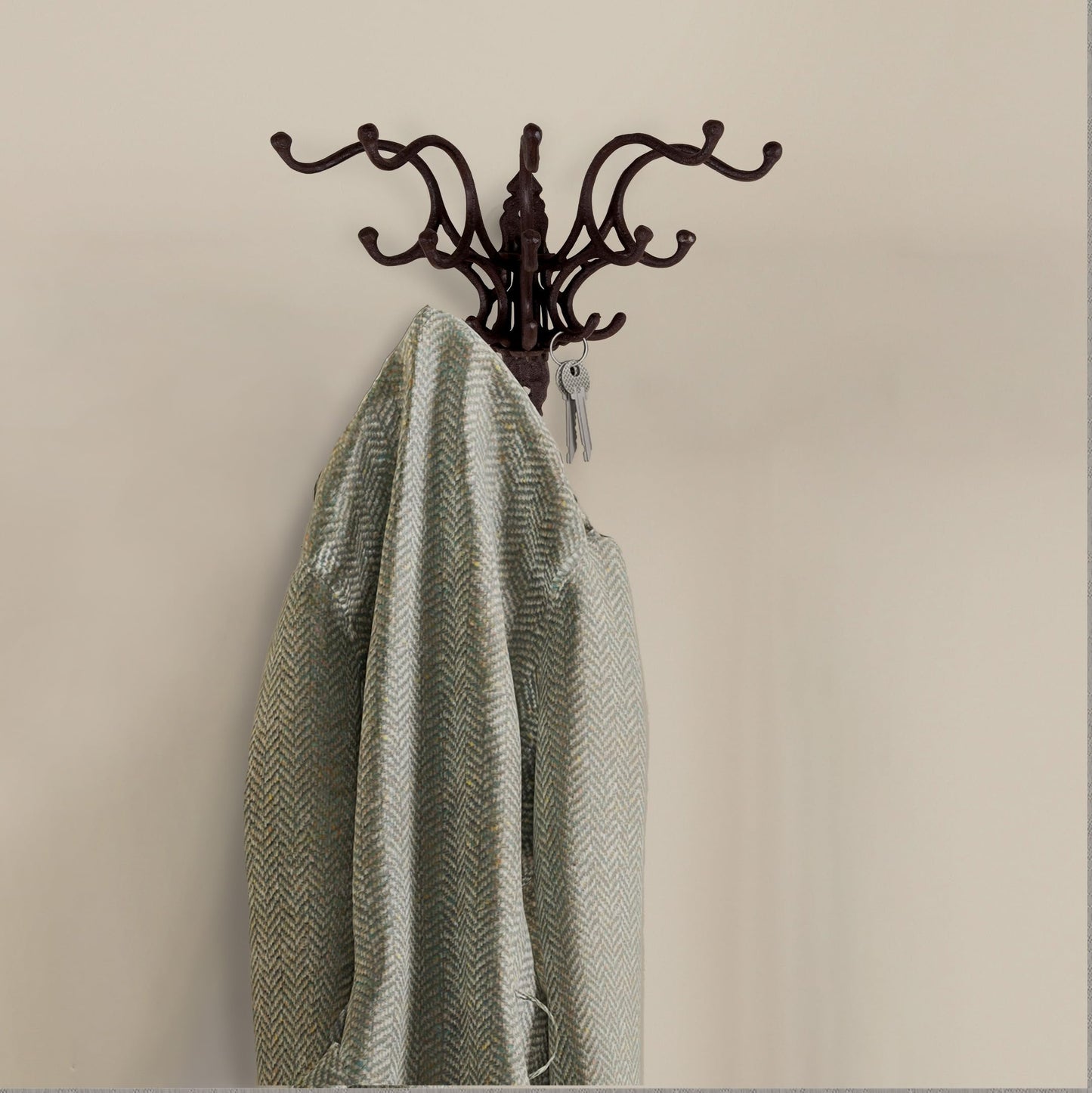Creative Co-Op Antique Cast Iron Wall Hooks in Rust Finish