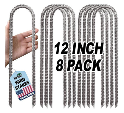 Eurmax USA 8-Pack U-Shape Ground Stakes,Rust-Proof Galvanized Steel Ground Anchors,Commercial Trampoline Stakes for High Winds,Secure Anti-Flip Tie Down for Soccer Goals,Swing Sets,Fences&Playsets