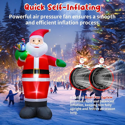 14FT Christmas Inflatable Santa Claus Outdoor Blow Up Yard Decorations,Giant Outside Standing Waterproof Smiling Santa Claus with Gift Bags,Built-in LEDs for Xmas Holiday Party Yard Garden Lawn Decor