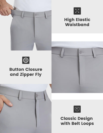BLUE CHILL Mens Golf Pants Quick Dry with Pockets Light Grey 32W30L