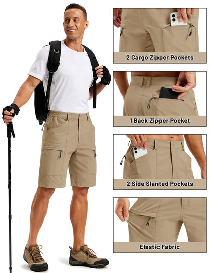 TACVASEN Men's Hiking Shorts 10" Quick Dry Lightweight Breathable Dress Outdoor Work Fishing Summer Shorts with 5 Pockets Khaki 36