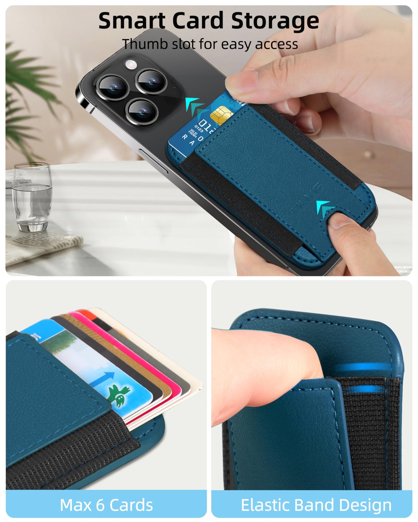 HiWe for MagSafe Wallet: 7-Card Holder, RFID Blocking, Strong Magnet for iPhone 12-17 Series, Slim, 1 Slot