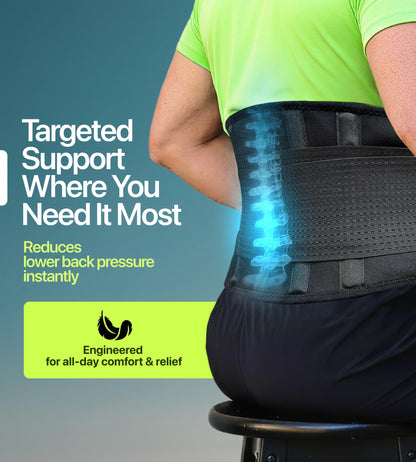 5XL Plus Size Back Brace – Adjustable Lumbar Support for Women & Men | Lower Back Pain Relief & Injury Prevention | Discreet Under-Clothes Belt for Big, Tall, Obese & Overweight Individuals