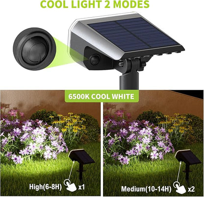 Solar Lights Outdoor Waterproof IP65, Super Bright LED, 6500K 2 Lighting Modes, Solar Powered Yard Garden Solar Spot Lights for Outside Landscape Auto On/Off -6500K,2 Pack
