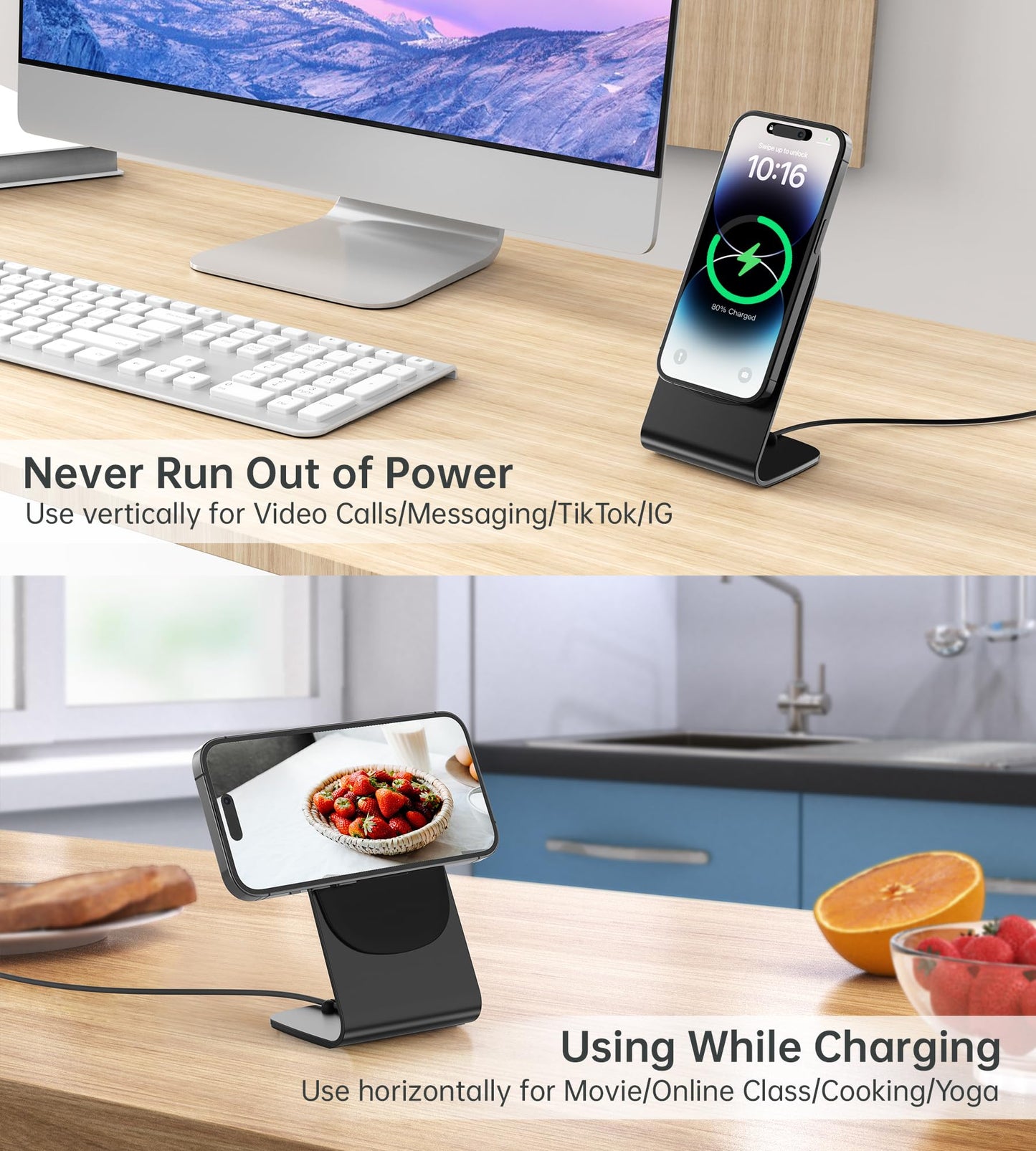 Magnetic Wireless Charger for iPhone 17/16/15/14/13/12 - Mag Charger+20W USB C Adapter, Fast Wireless Charging Stand/Pad with 5ft USB-C Cable for iPhone 17/16/15/14/13/12 Pro Max Plus Mini Air, Airpod
