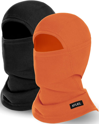 XFUEL Ski Mask Balaclava for Men Women Windproof Thermal Winter Full Face Mask Cold Weather Skiing Snowboarding Neck Gaiter (US, Alpha, One Size, Medium, Black+Orange)
