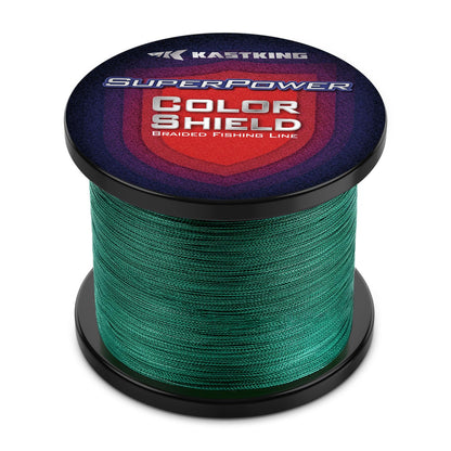 KastKing Superpower ColorShield Braided Fishing Line, Moss Green, 10LB, 500Yards, X4
