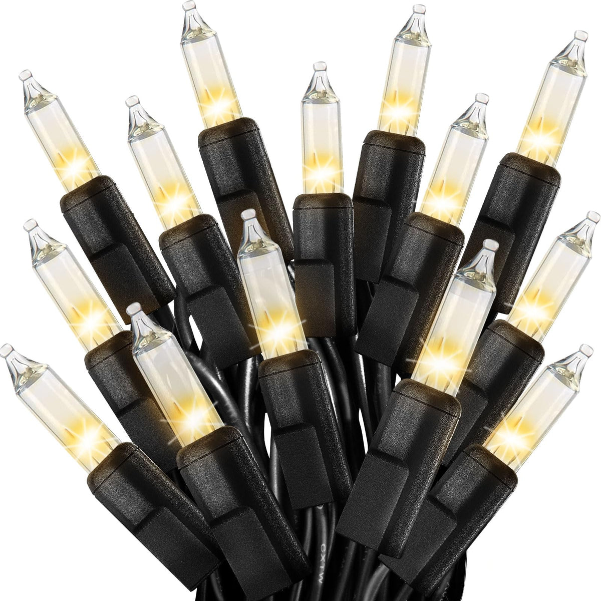 CXLHO Clear Christmas Lights 66FT 200 Incandescent Bulbs Warm White Mini Lights with Black Wire for Christmas Tree, Garland, Thanksgiving, Wedding, Party, Home, Indoor & Outdoor Festival Decoration