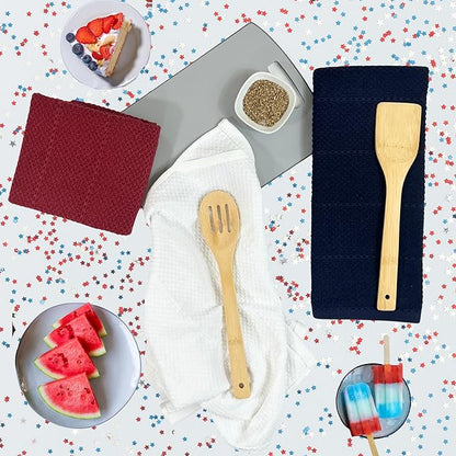 Patriotic Red White Navy Blue Kitchen Hand Dish Towels Oversized 28"x18"