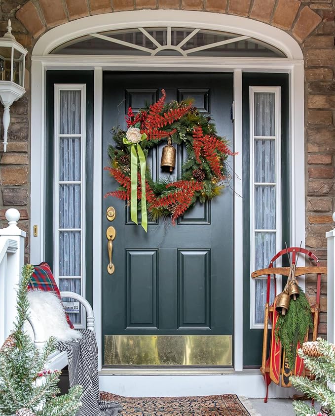 DILATATA 6Pcs Christmas Glitter Leaves Boston Fern Leaves 25" Artificial Red Fern Leaf Picks Sprays Giltter Stems for Christmas Tree DIY Xmas Wreath Garland Home Decor - Red