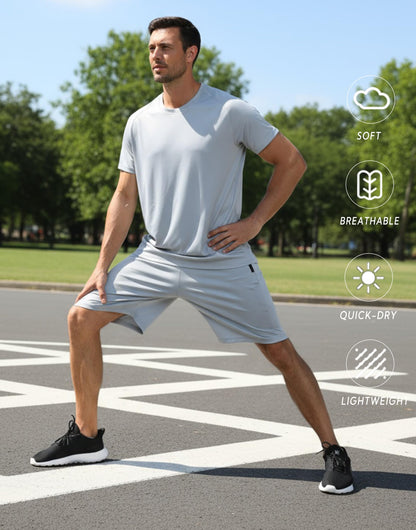 RPOVIG Men's Workout Shorts Sets 5 Pack with Zippered Pockets Basketball Gym Activewear Athletic Mesh Shorts