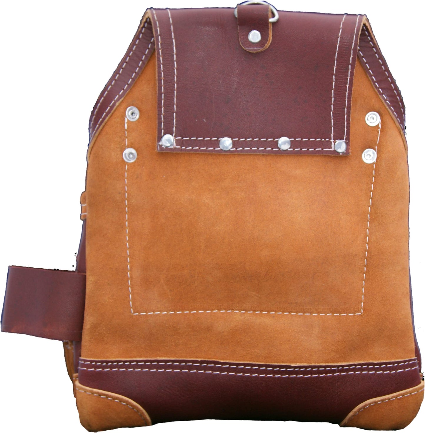 PRO-15 8 Pocket Carpenter's Nail & Leather Belt with Genuine Leather Tool Pouch (MAROON)