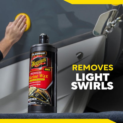 Meguiar's M6332 Flagship Premium Marine Wax, Easy to Use Boat Polish and Wax, Remove Scratches, Swirls, and Oxidation While Leaving Lasting Protection, 32 Oz Bottle