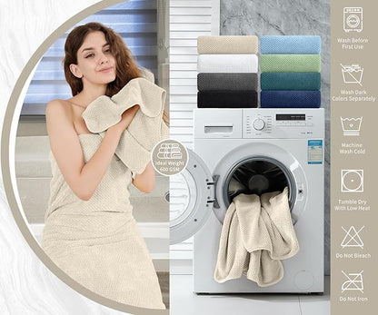 8 Piece Bathroom Towel Set |2 Oversized Bath Towels, 2 Hand Towels, 4