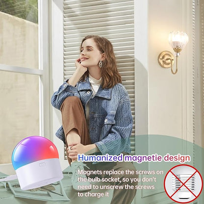 Set of 2 Vintage Battery Operated Wall Sconce, Rechargeable Wall Lamp with 5000mAh Battery & Remote Control, Dimmable Wall Lights with Tulip Shade for Bedroom Living Room(Tulip Transparent Up)