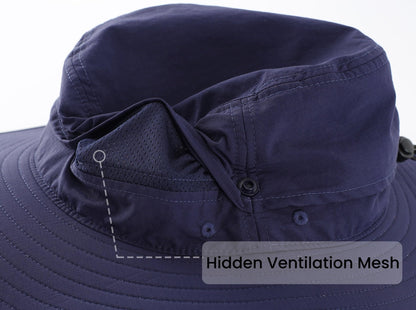 Connectyle UPF 50+ UV Protection Sun Hat for Men Women Waterproof Bucket Hat for Fishing Hiking Camping Safari Hat Navy Blue