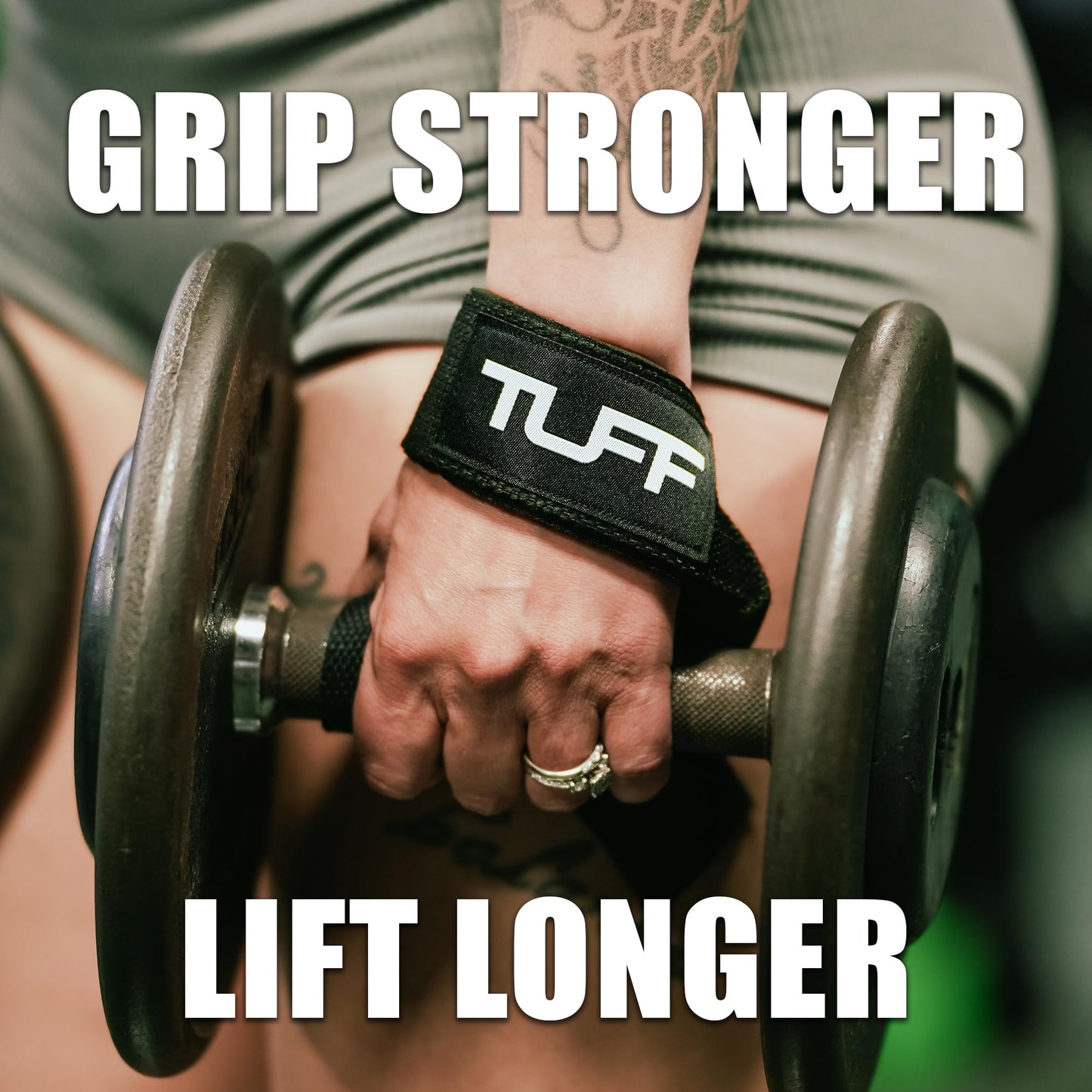 Tuff Lifting Straps - Wrist Straps for Weightlifting, Deadlifts, Powerlifting, and Strength Training - Ideal for Men and Women - ALL BLACK