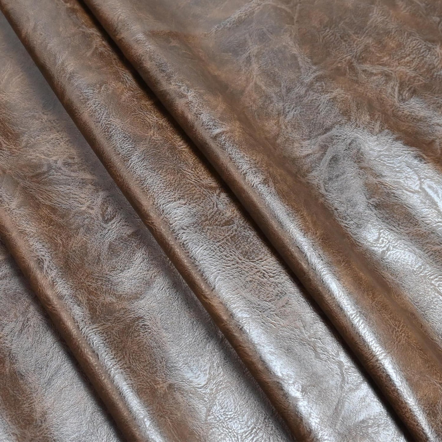 150cm x 140cm （59 x 54 Inch） Soft Leather Fabric - Faux Leather Fabric -1mm Thick for Upholstery - DIY Crafts - Dark Brwon Crazy Horse Distress
