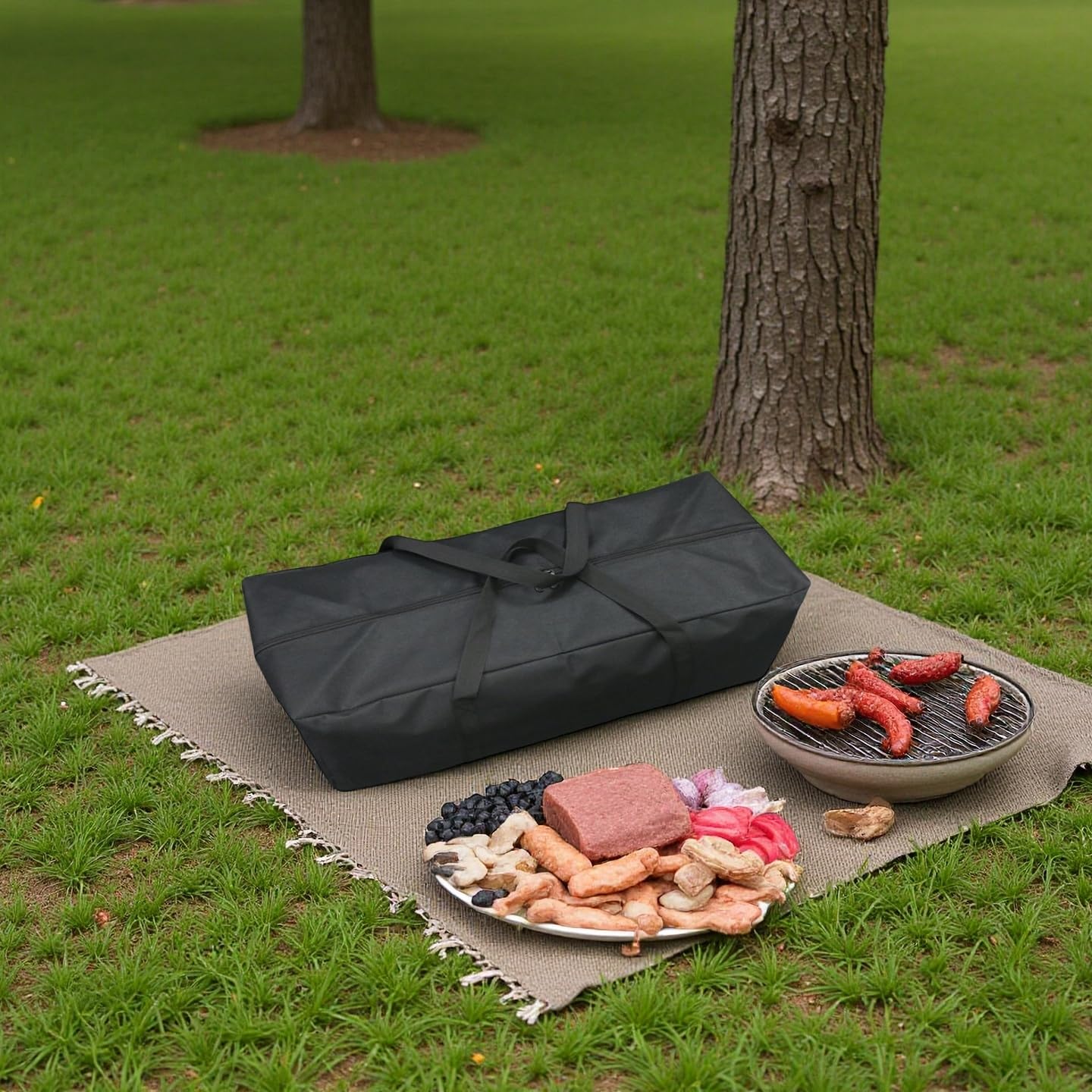 YLTQQT Heavy Duty Water-Resistant Grill & Tent Storage Bag - XL Organizer for BBQ Utensils, Canopy, Hammock, Roof Top Tent & Fishing Rods with MOLLE Straps (25''(L) x5.9''(W) x5.9''(H))