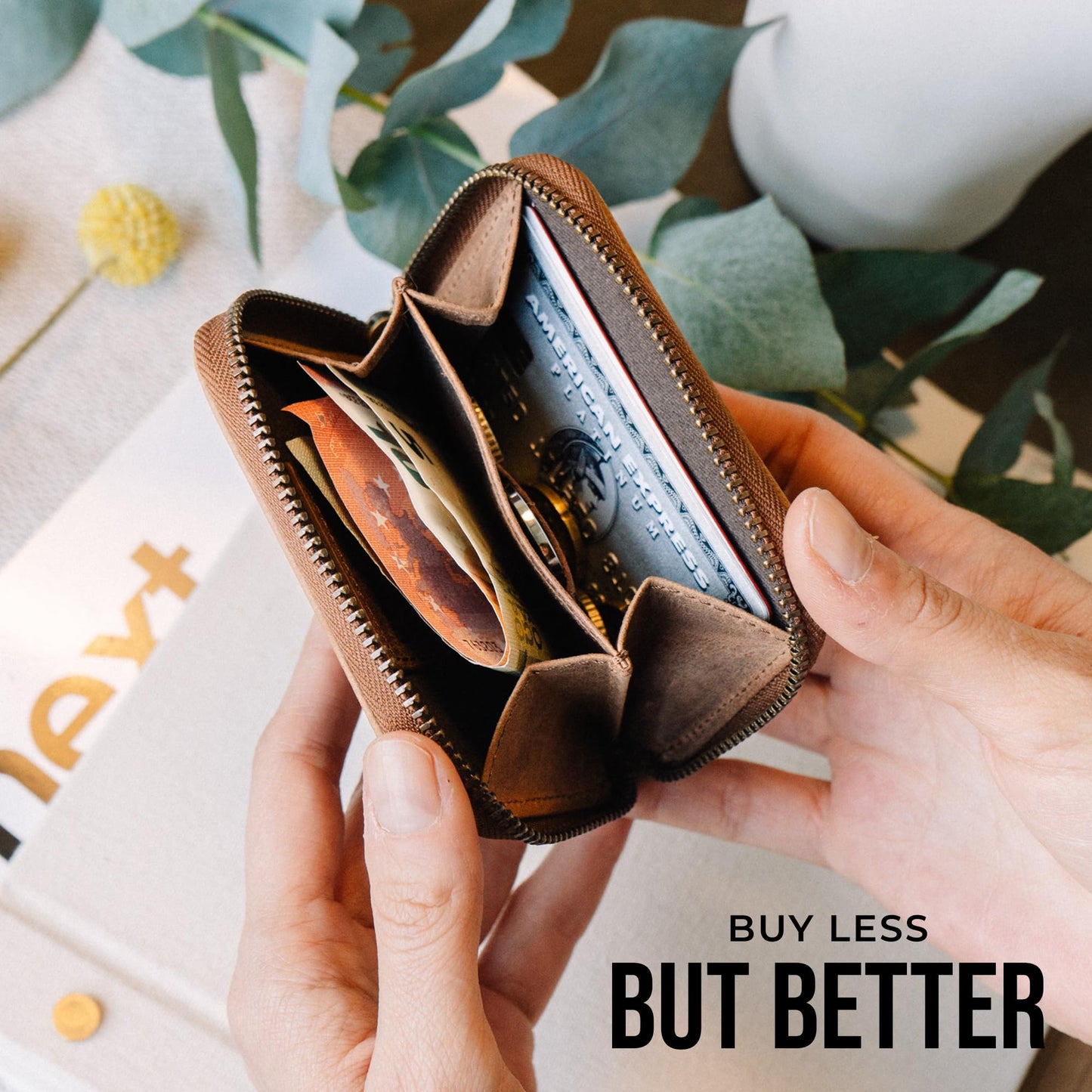 Berliner Bags Vintage Genuine Leather Small Wallet for Women and Men Braga, Change Purse, Mini Bifold Wallet for Cash and coins, RFID Blocking, Gift Box - Brown