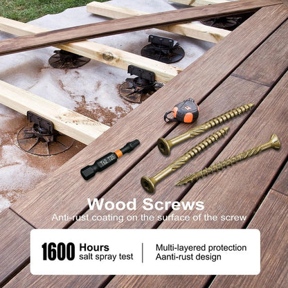 Haespot 470PCS #8 x 1-1/4" Wood Screws, Self-Tapping Drive Deck Screws, Outdoor Used Epoxy Coated Screws, Coarse Threads, T25 Star Bit Included, Bronze