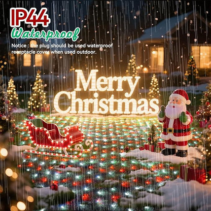 LitHome 21FT x 5FT Christmas Net Lights Outdoor, 360 LED Red White Bush Lights with 8 Modes, Connectable Waterproof Net Mesh Light Dark Green Wire for Bushes Shrubs Outdoor Christmas Holiday Decor