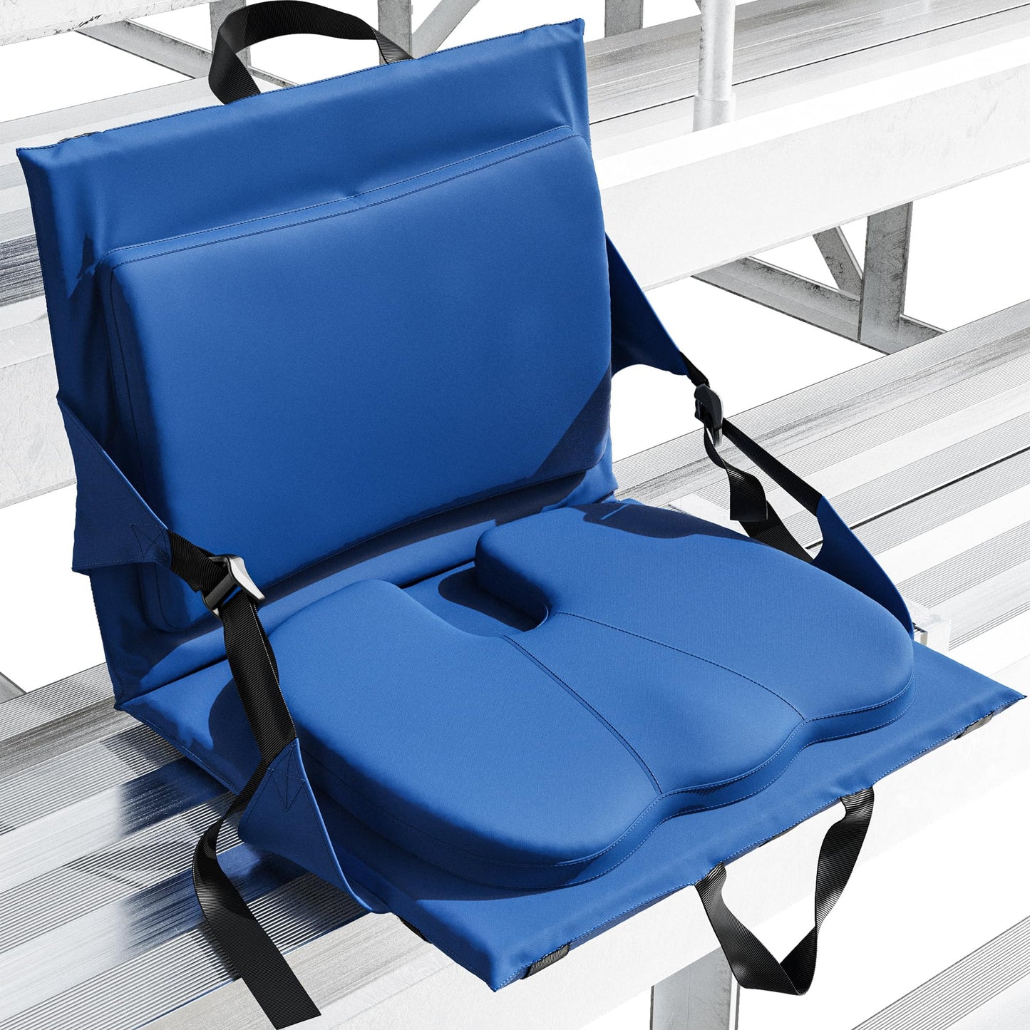 Everlasting Comfort Stadium Seats with Back Support - Adjustable Memory Foam Bleacher Chairs with Back and Cushion, Portable, Easy Folding Stadium Seat Cushion with Storage Pocket